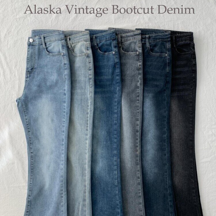 빈티지 스톤 워싱 하이웨스트 부츠컷 스판 데님 팬츠 키작녀 키큰녀 빅사이즈 청바지