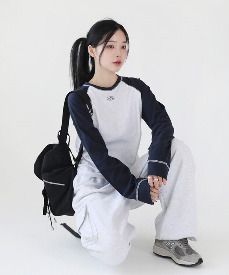 SlgTho]ステッチラグランTシャツ｜長袖Tシャツ｜韓国ファッション通販 SONA