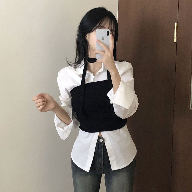 【SET】チョーカー＋ニットチューブトップ BLACK