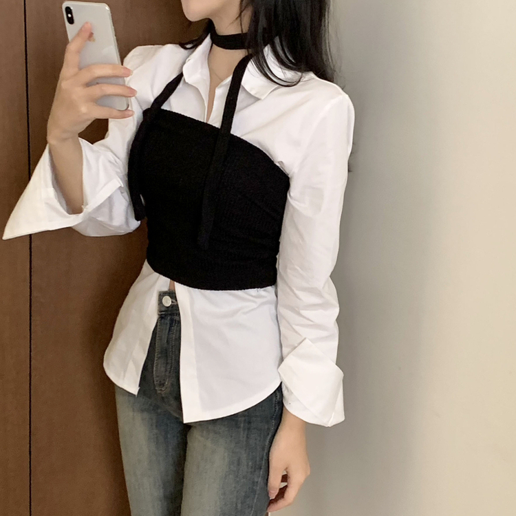 【SET】チョーカー＋ニットチューブトップ BLACK