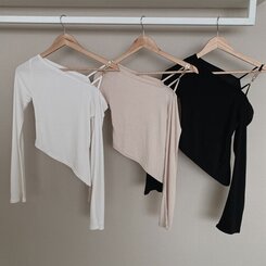 アンバランススリット長袖Tシャツ