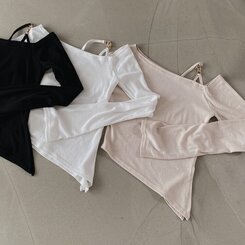 アンバランススリット長袖Tシャツ