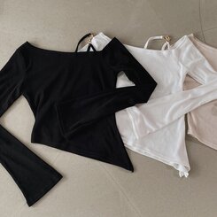 アンバランススリット長袖Tシャツ