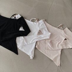 アンバランススリット長袖Tシャツ