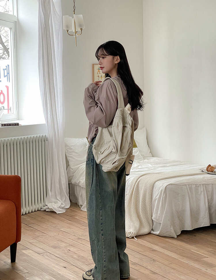 [숏/롱,S~XL,5컬러]  어반 빈티지 워싱 핀턱 와이드 롱 데님 팬츠 진청