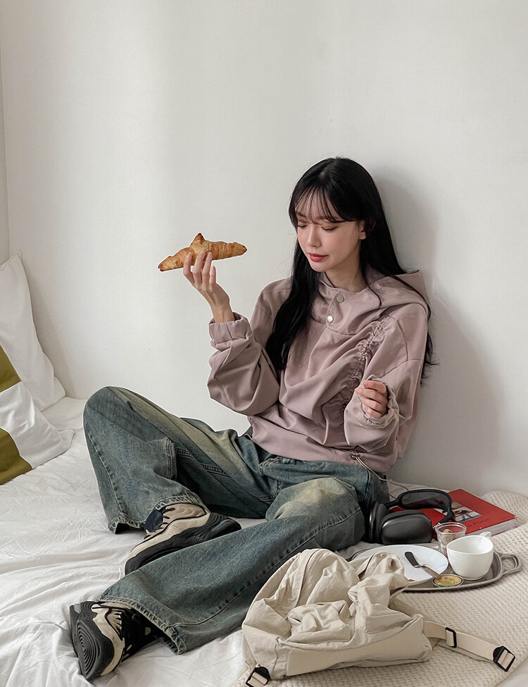 [숏/롱,S~XL,5컬러]  어반 빈티지 워싱 핀턱 와이드 롱 데님 팬츠 진청