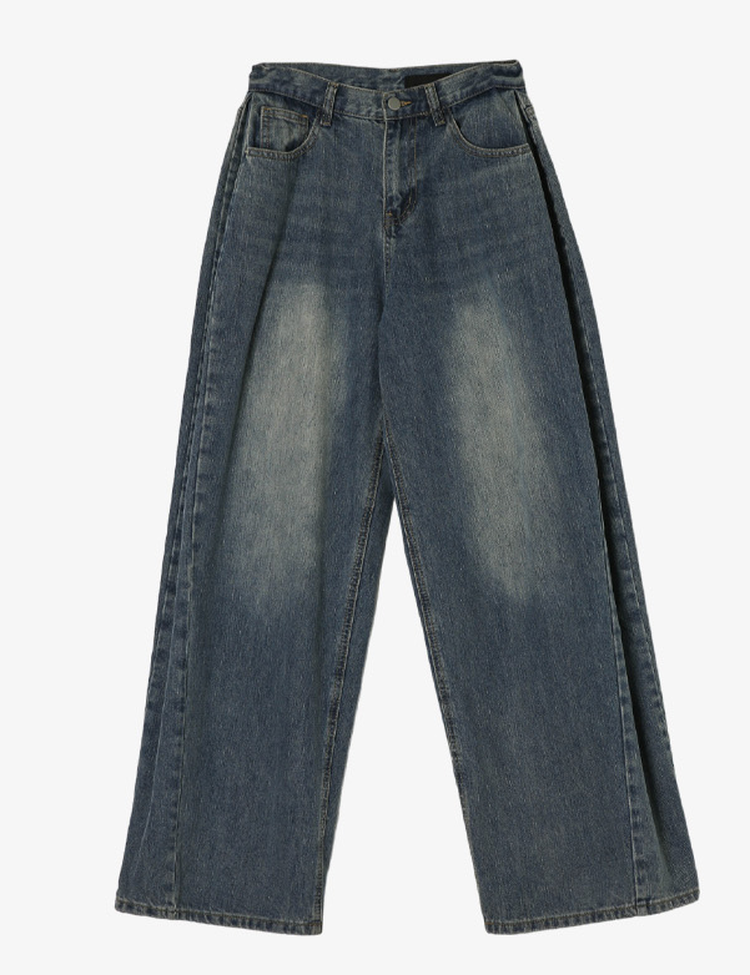 [숏/롱,S~XL,5컬러]  어반 빈티지 워싱 핀턱 와이드 롱 데님 팬츠