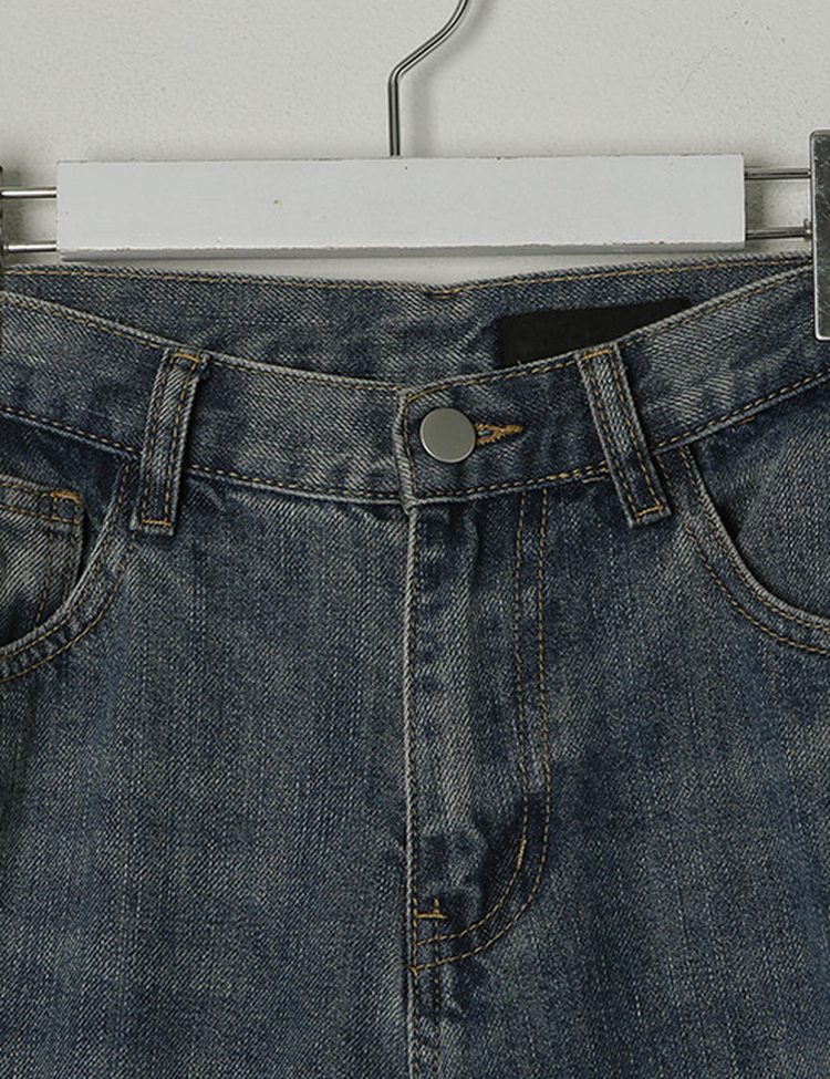 [숏/롱,S~XL,5컬러]  어반 빈티지 워싱 핀턱 와이드 롱 데님 팬츠