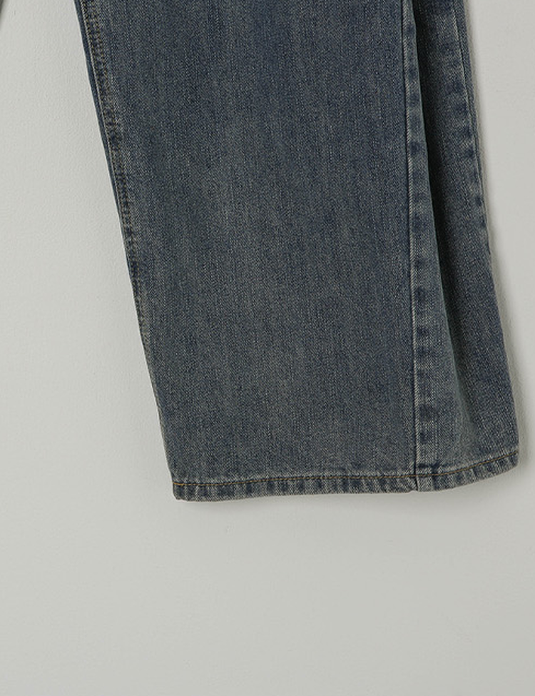 [숏/롱,S~XL,5컬러]  어반 빈티지 워싱 핀턱 와이드 롱 데님 팬츠