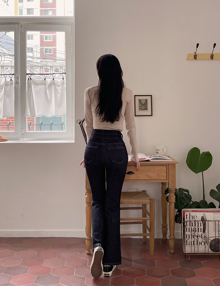 [숏/기본/롱, S~2XL] 물빠짐없는 골반뽕 볼륨UP 논페이드 하이웨스트 부츠컷 데님팬츠 딥블루