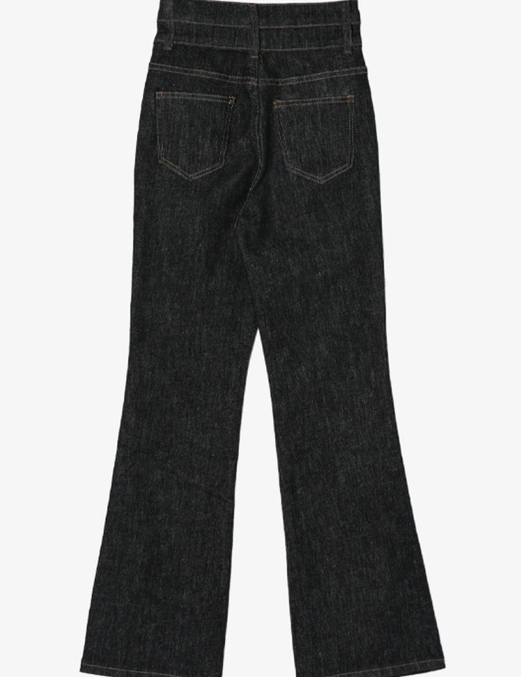 【丈別/S~2XL】ハイウエストブーツカットデニムパンツ