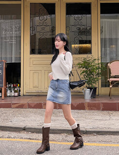 丈別/S~2XL】ウォッシングデニムミニスカート｜ミニスカート