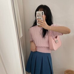 [限定数量]バックルリボンスクエアミニショルダーバッグ PINK