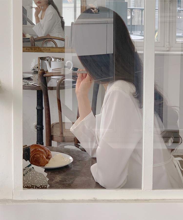 スクエアネック7分袖ブラウス Ivory