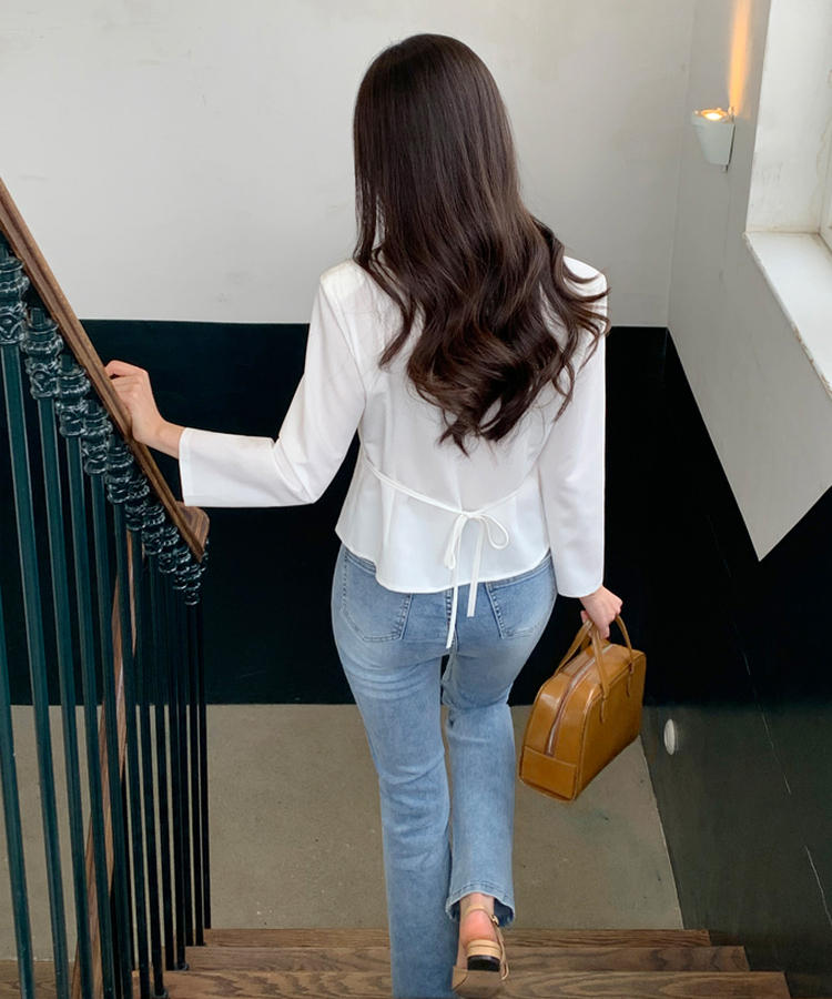 スクエアネック7分袖ブラウス Ivory