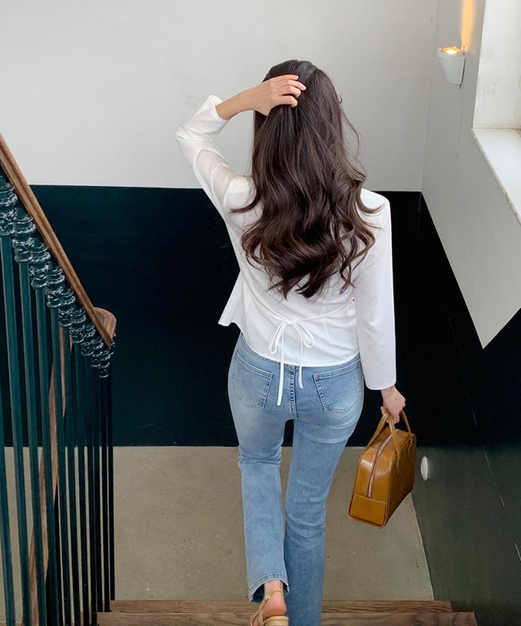 スクエアネック7分袖ブラウス Ivory