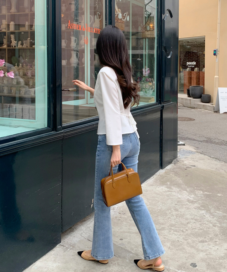 スクエアネック7分袖ブラウス Ivory