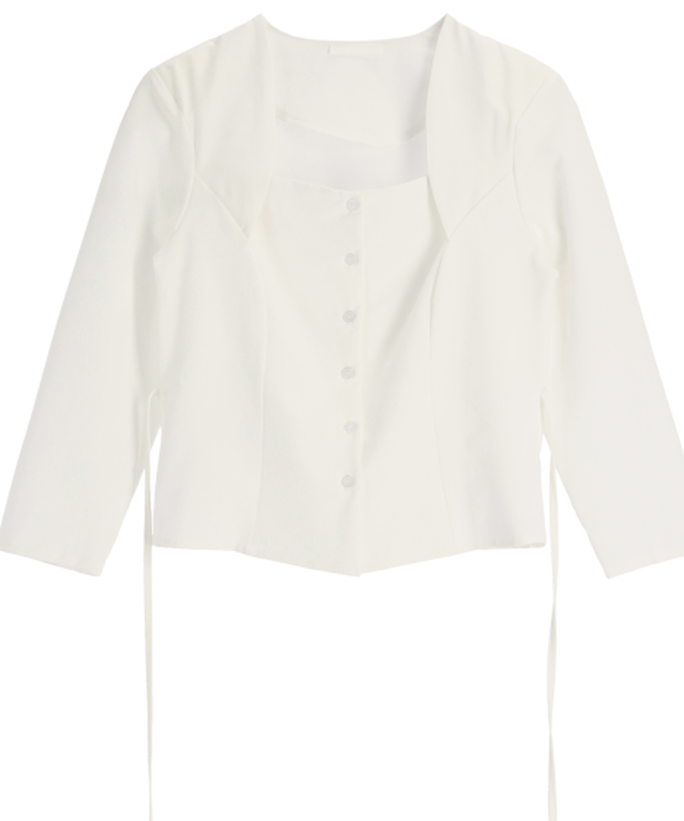 スクエアネック7分袖ブラウス