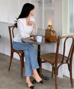 スクエアネック7分袖ブラウス Ivory