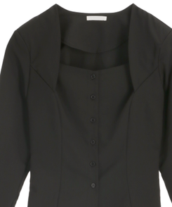 スクエアネック7分袖ブラウス