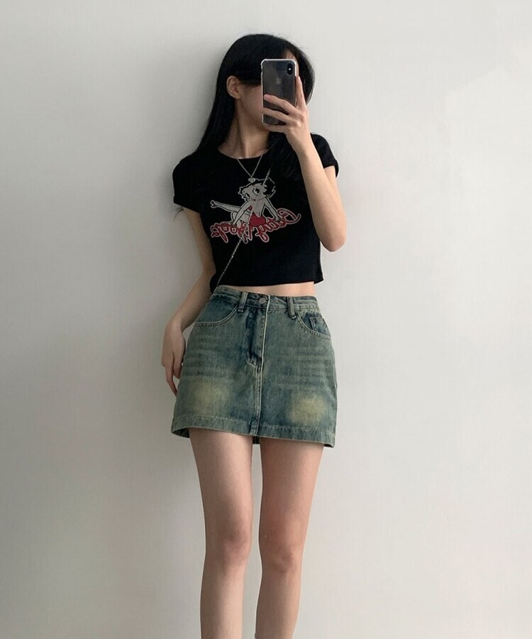 evisu デニムミニスカート evisuデニムミニスカート ダークブルー