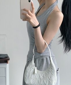 シンプルホルターネックスリーブレス5色 GRAY