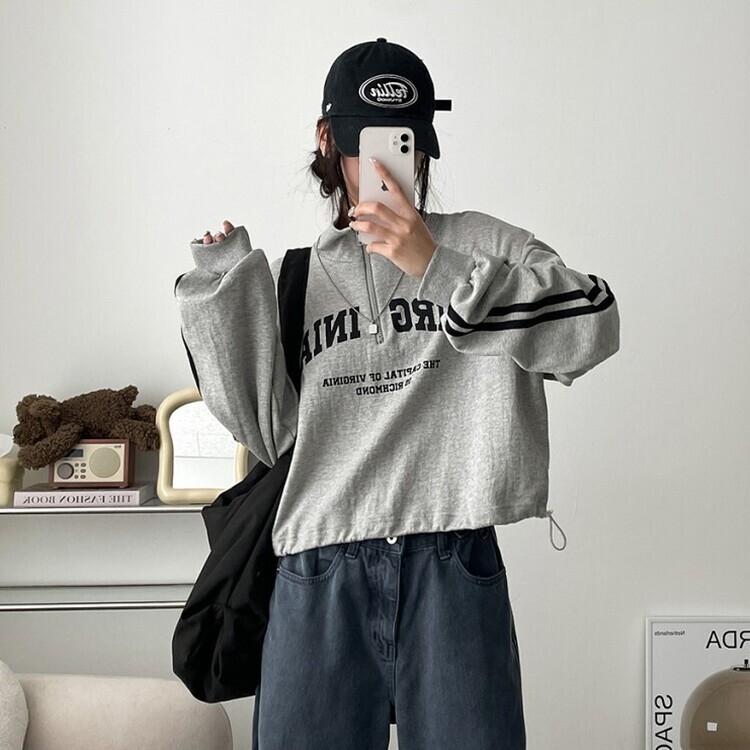 ストリートハーフジップアップトレーナー｜スウェット｜韓国