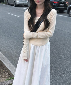 ベーシックリブスクエアスリムTシャツ CREAM BEIGE