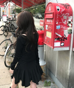 ベーシックリブスクエアスリムTシャツ BLACK