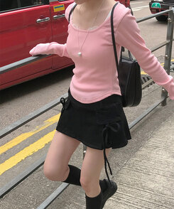 ベーシックリブスクエアスリムTシャツ PINK