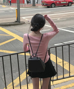 ベーシックリブスクエアスリムTシャツ PINK