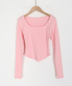 ベーシックリブスクエアスリムTシャツ