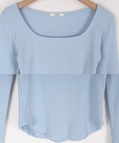 ベーシックリブスクエアスリムTシャツ