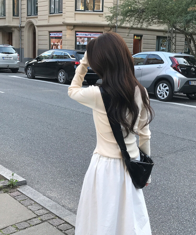 ベーシックリブスクエアスリムTシャツ CREAM BEIGE