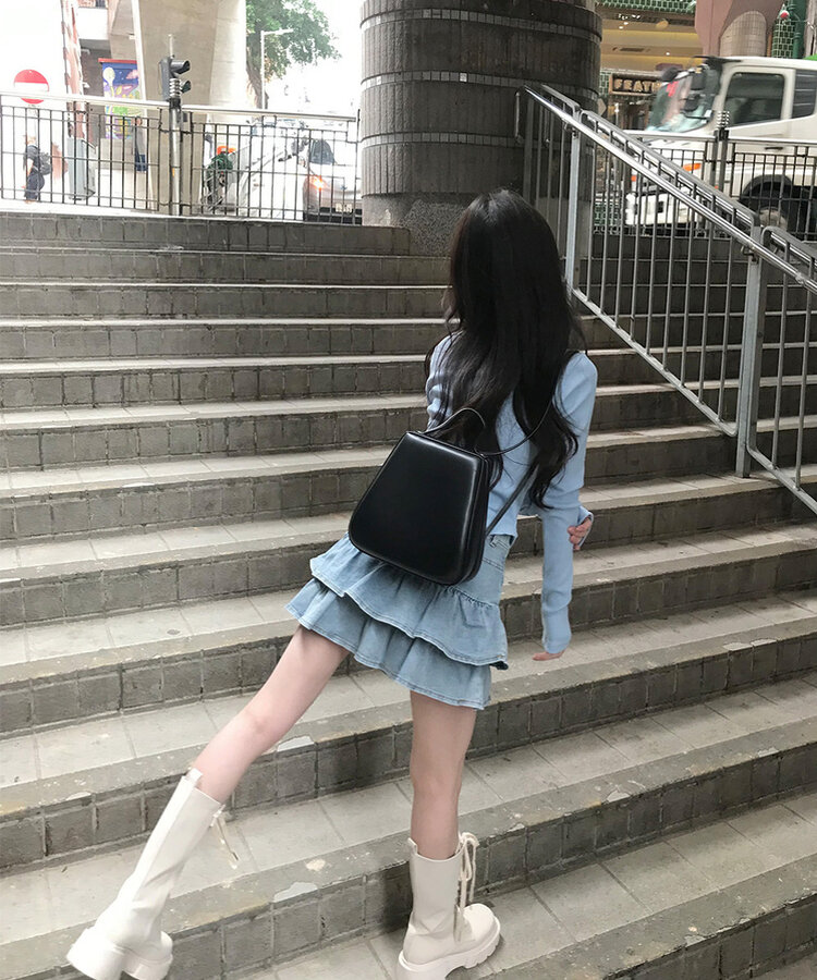 ベーシックリブスクエアスリムTシャツ BLUE