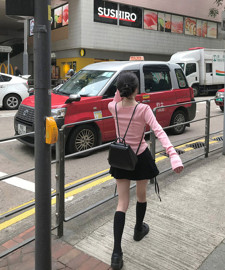 ベーシックリブスクエアスリムTシャツ PINK