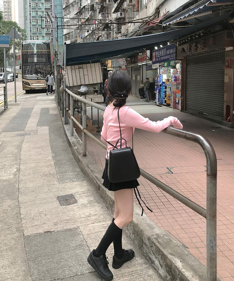 ベーシックリブスクエアスリムTシャツ PINK