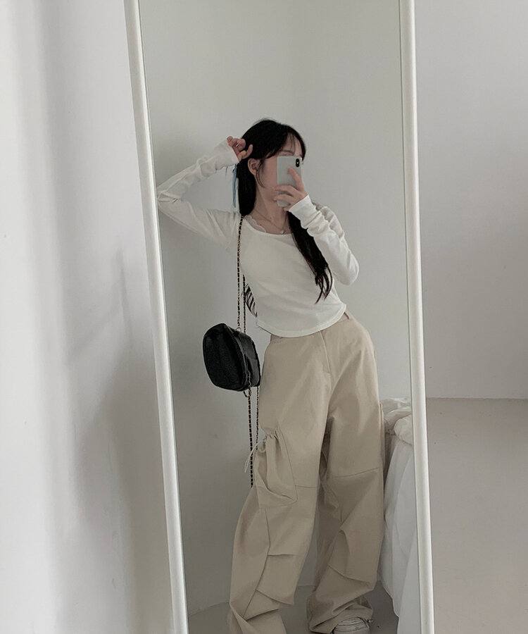 ベーシックリブスクエアスリムTシャツ WHITE