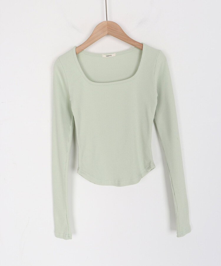 ベーシックリブスクエアスリムTシャツ