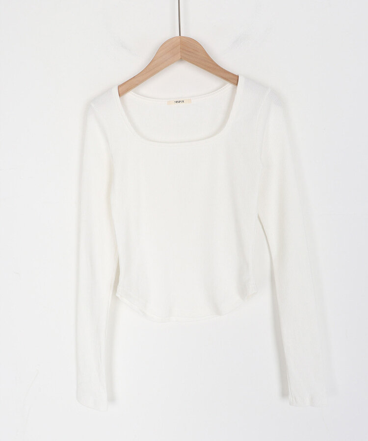 ベーシックリブスクエアスリムTシャツ