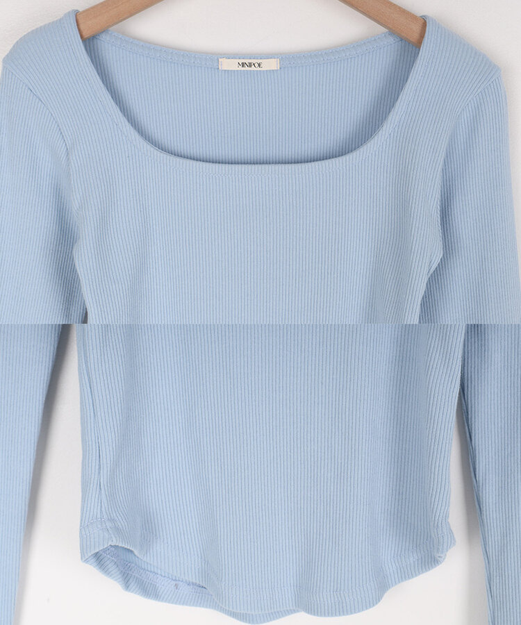 ベーシックリブスクエアスリムTシャツ