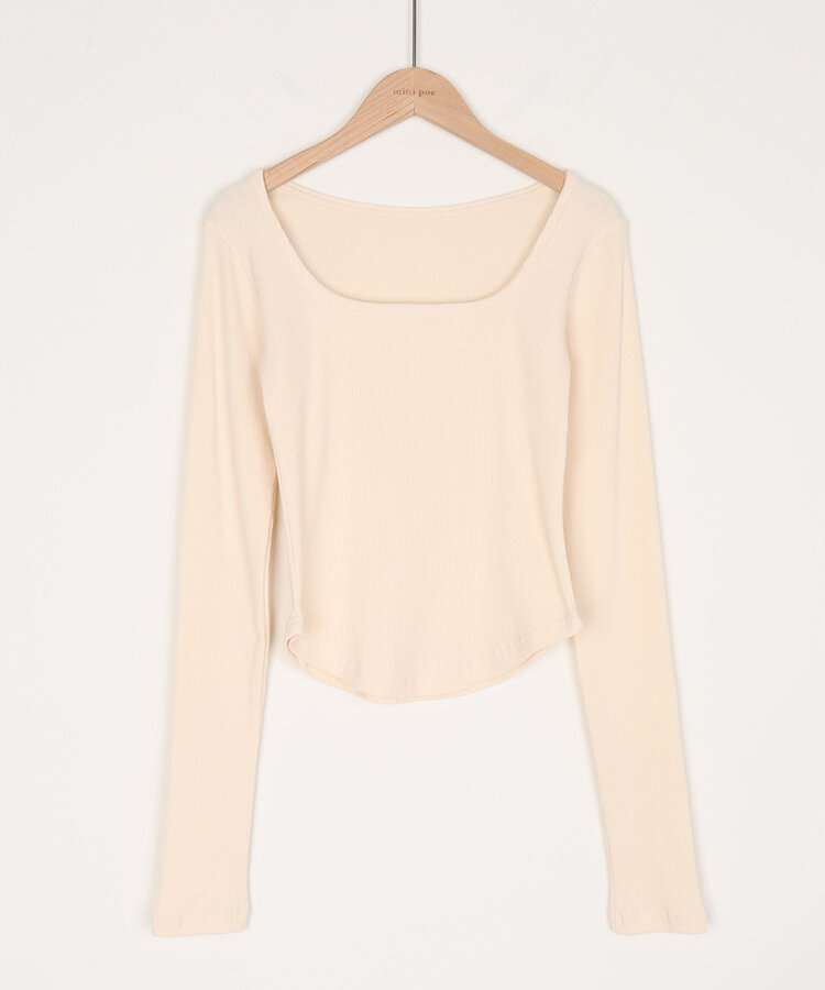 ベーシックリブスクエアスリムTシャツ