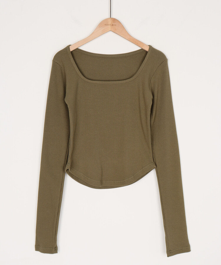 ベーシックリブスクエアスリムTシャツ