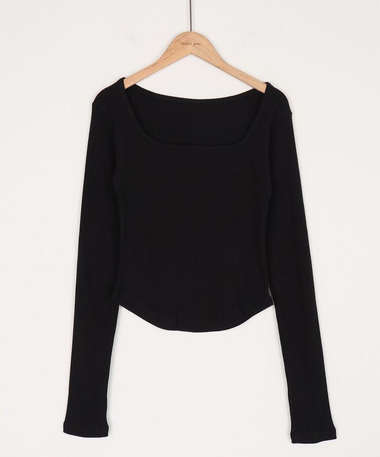 ベーシックリブスクエアスリムTシャツ