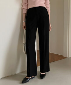 スラックス デイリーシンプルストレートスラックス CITY BLACK