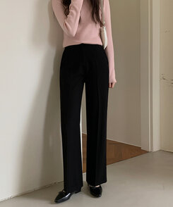 スラックス デイリーシンプルストレートスラックス CITY BLACK
