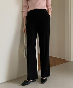 スラックス デイリーシンプルストレートスラックス CITY BLACK
