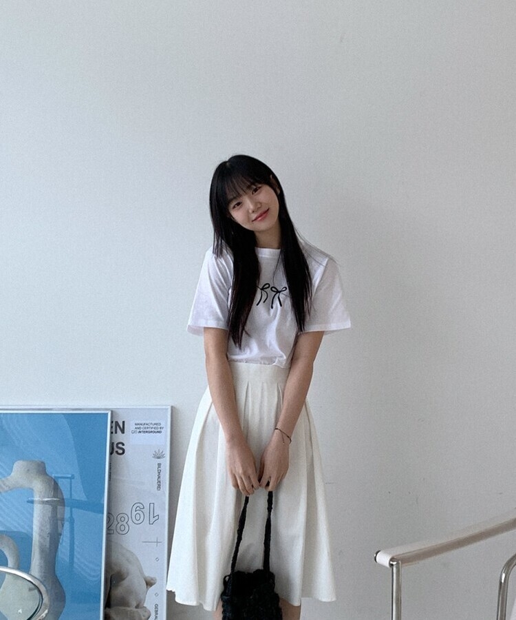 コットンリボン半袖Tシャツ IVORY