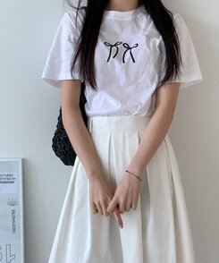 半袖Tシャツ コットンリボン半袖Tシャツ IVORY