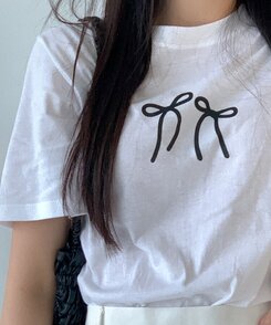 半袖Tシャツ コットンリボン半袖Tシャツ IVORY